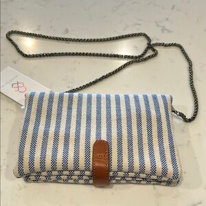 Street Level Blue and White Crossbody Bag with Chain Strap